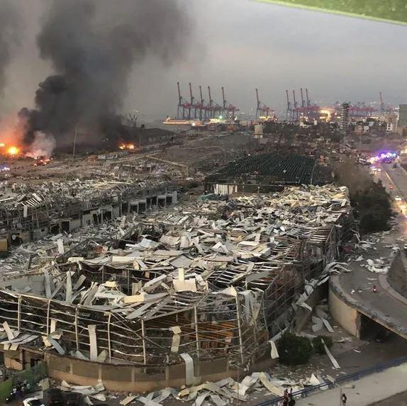 黎巴嫩首都貝魯特的港口爆炸過后的場地